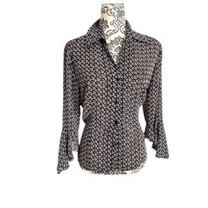 Black blouse with circular motif design